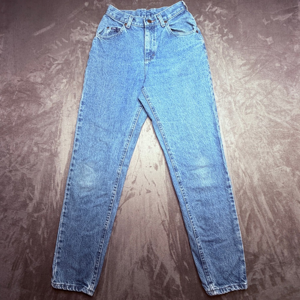 Vtg Lee Original Jeans Womens Sz 4 Blue High Rise Tapered Leg 100% Cotton USA